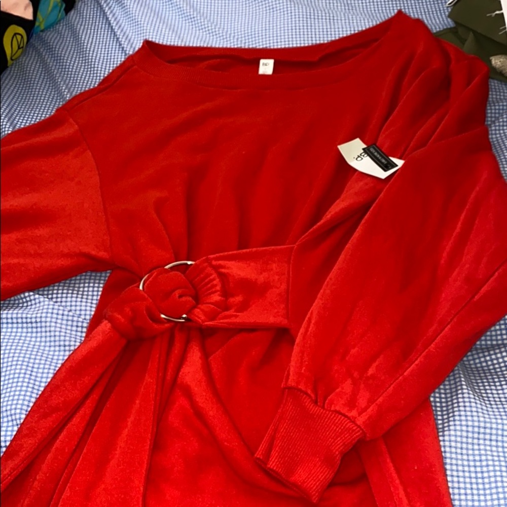 Red sweater dress
